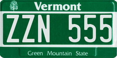 VT license plate ZZN555