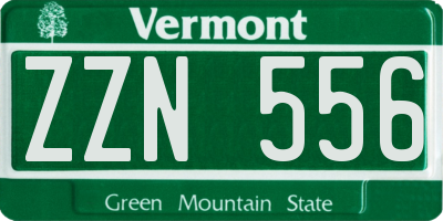 VT license plate ZZN556