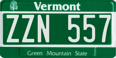 VT license plate ZZN557