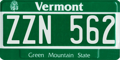 VT license plate ZZN562