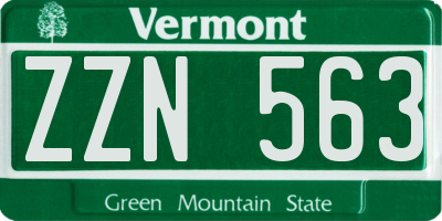 VT license plate ZZN563