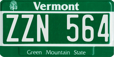 VT license plate ZZN564