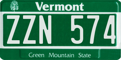 VT license plate ZZN574