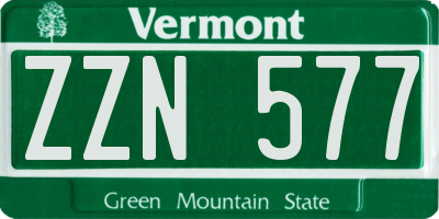 VT license plate ZZN577