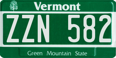 VT license plate ZZN582