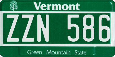VT license plate ZZN586