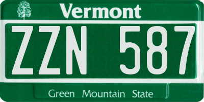VT license plate ZZN587