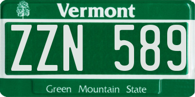 VT license plate ZZN589