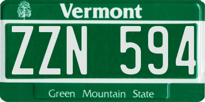VT license plate ZZN594