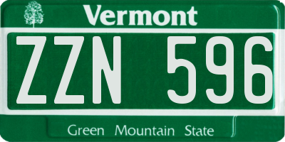 VT license plate ZZN596