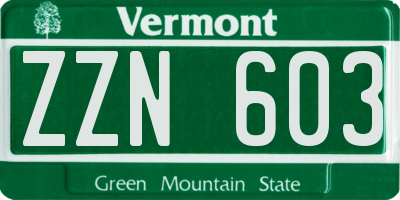 VT license plate ZZN603