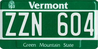 VT license plate ZZN604