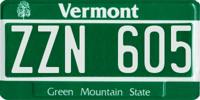 VT license plate ZZN605