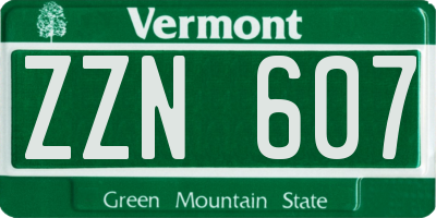 VT license plate ZZN607
