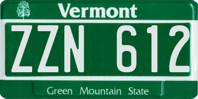 VT license plate ZZN612