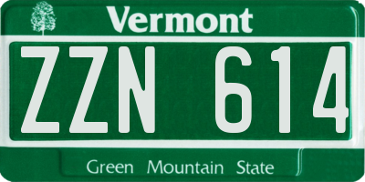 VT license plate ZZN614