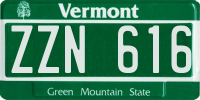 VT license plate ZZN616