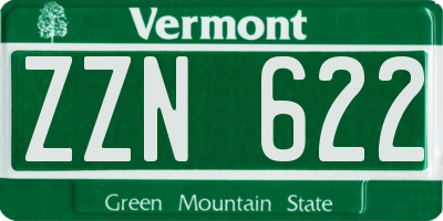 VT license plate ZZN622
