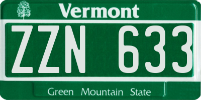 VT license plate ZZN633