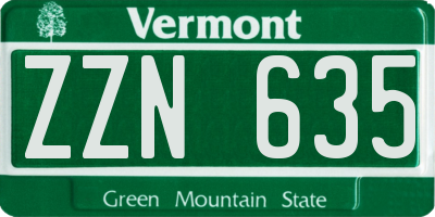 VT license plate ZZN635