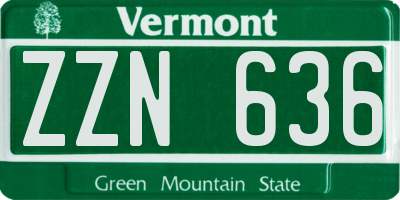 VT license plate ZZN636