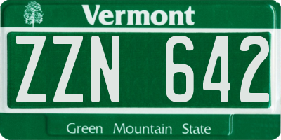 VT license plate ZZN642