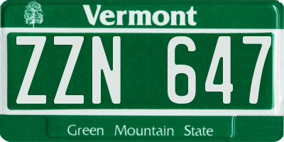 VT license plate ZZN647