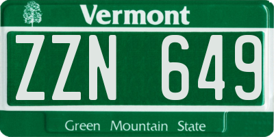 VT license plate ZZN649