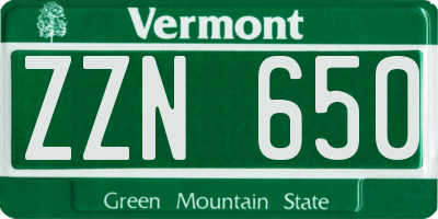 VT license plate ZZN650