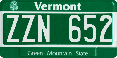 VT license plate ZZN652