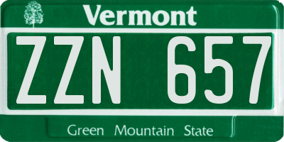 VT license plate ZZN657