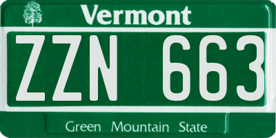 VT license plate ZZN663