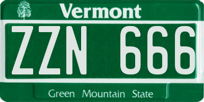 VT license plate ZZN666