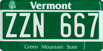 VT license plate ZZN667