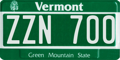 VT license plate ZZN700