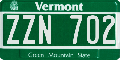 VT license plate ZZN702