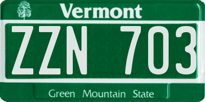 VT license plate ZZN703