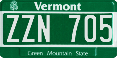 VT license plate ZZN705