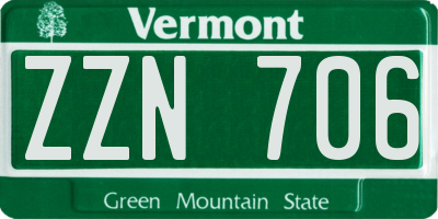 VT license plate ZZN706