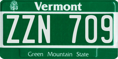 VT license plate ZZN709