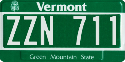 VT license plate ZZN711
