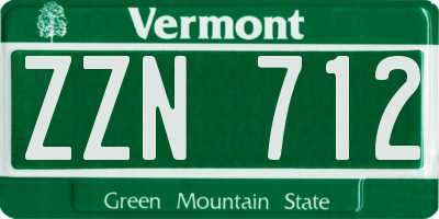 VT license plate ZZN712