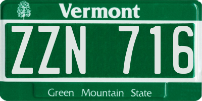 VT license plate ZZN716