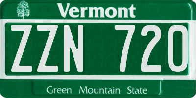 VT license plate ZZN720