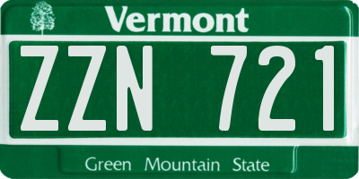 VT license plate ZZN721