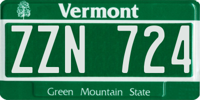 VT license plate ZZN724