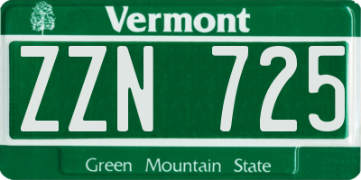 VT license plate ZZN725