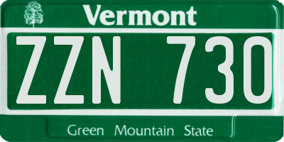 VT license plate ZZN730