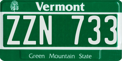 VT license plate ZZN733