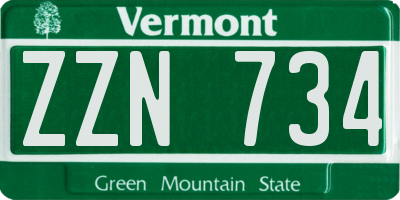 VT license plate ZZN734